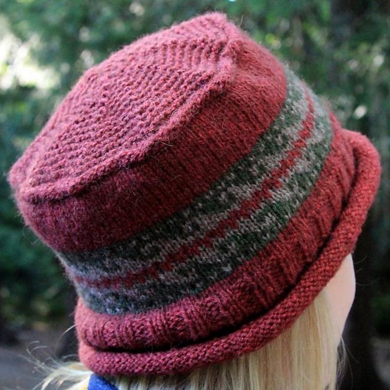 Porkie Knitting Pattern for Brimmed Hat - DK Yarn - Seamless & Stranded ...