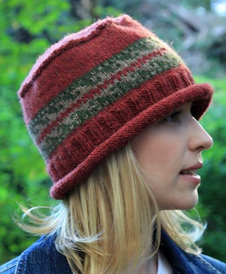 Porkie Knitting Pattern for Brimmed Hat - DK Yarn - Seamless & Stranded ...
