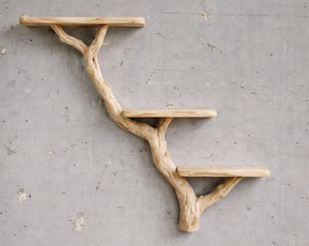 Drijvende boekenplank boomtak drijfhout handgemaakte meubelplanken op unieke muurplank