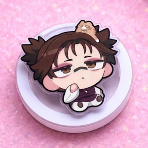 アニメ「超創」ちびマンガ風MagSafeスマホグリップ：かわいい呪術廻戦マグネット式スマホホルダー、オタクファンへのギフト、スマホやKindle用ポップグリップ