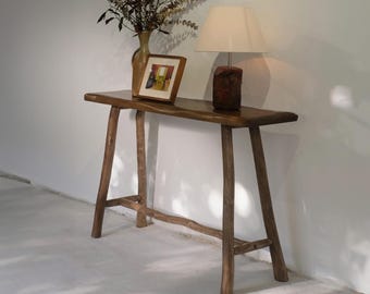 Narrow console table solid wood entry table skinny reclaimed sofa table minimalist furniture