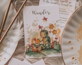 LIMITED EDITION - Wonder affirmation card (Nature Bot's World) - kawaii art - cute animal art - nursery woodland art - gift booknerds