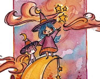 Wondrous Moons - Celestial art - Bookish bookmarks - Moon art - book gifts - kawaii bookmark