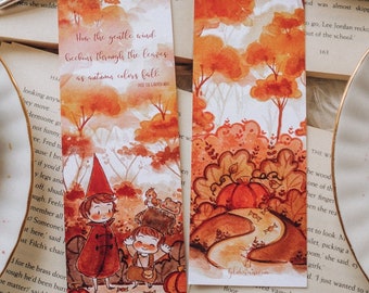 Bookmark Over The Garden Wall - booklover gifts - Illustrated art- Library illustration - Book art - Watercolor Art - Gift for Booknerds