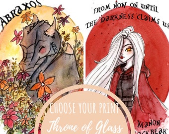 Print Throne of Glass Characters - Book art - Throne of Glass Fandom - Watercolor Art - Gift for Booknerds