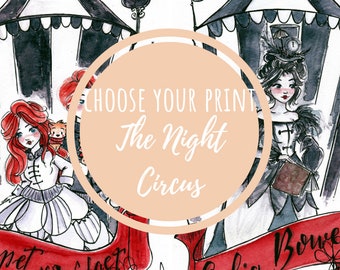 Print - The Night Circus - Book art - Bookish art - Book Fandom -  Watercolor Art - Black Ink Painting -  Gift for Booknerds(LAST CHANCE)