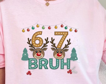 67 BRUH Christmas PNG | Snowman 6 and Reindeer 7 Funny Holiday Illustration