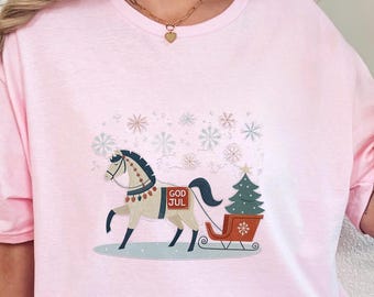 God Jul Sleigh Horse Shirt • Nordic Christmas Pony Tee