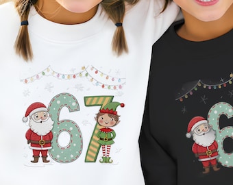 67 BRUH Christmas PNG | Santa 6 and Elf 7 Funny Holiday Design
