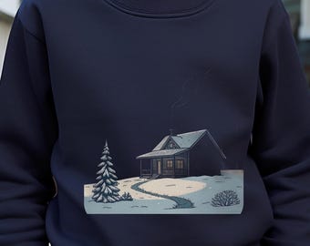 Moonlit Cabin Christmas Shirt • Aesthetic Winter Tee