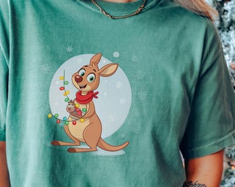 Kangaroo Christmas Shirt • Holiday Roo T-Shirt • Festive Lights Animal Design