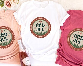 Retro God Jul Badge Shirt • Vintage Scandinavian Christmas Tee