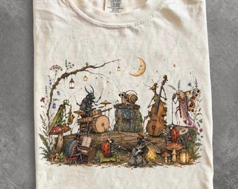 Insect Band Graphic Tee, Cottagecore Nature Shirt, Comfort Colors (DTF Print)