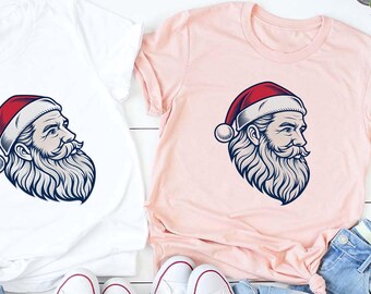 Vintage Lineart Santa Shirt • Modern Christmas Santa Illustration Tee