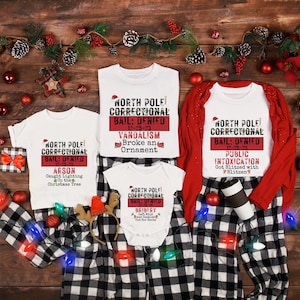 Funny North Pole Correctional Christmas T-Shirt, Matching Family Tees