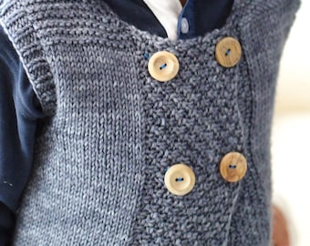 Knitting pattern Flip baby vest toddler vest kids classic sweater pattern