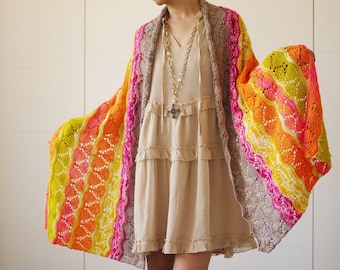 Knitting pattern PDF: Frida rectangular wrap beginner lace pattern