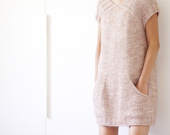 Beginner Friendly Knitting Pattern Sammen Tunic Chunky top down sweater dress