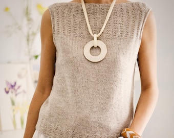 Knitting pattern PDF: Sleeveless boat neck summer top Vera top