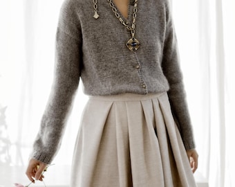 Classic reversible drop shoulder cardigan knitting pattern PDF: Clotilde Cardigan
