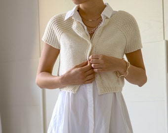 Summer cardigan knitting pattern : Pyramid cardigan reversible cardigan twisted rib cropped cardigan