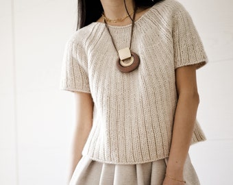 Top down seamless sweater knitting pattern PDF: Seashell Sweater