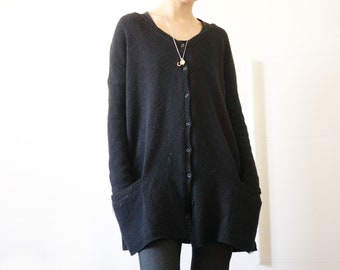 Beginner Friendly basic cardigan Knitting pattern My black cardigan oversized tunic length sweater pattern