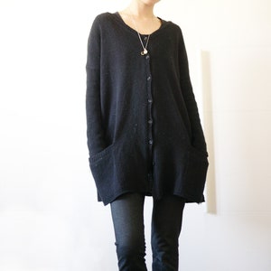 Beginner Friendly basic cardigan Knitting pattern My black cardigan oversized tunic length sweater pattern
