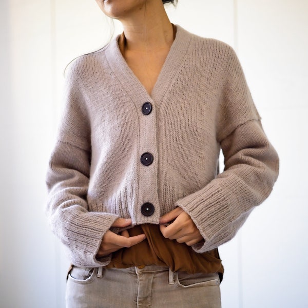 Top down drop shoulder v-neck cardigan KNITTING PATTERN PDF: CP03 cardigan oversized cardigan for women