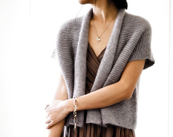 Garter Stitch Cardigan Knitting Pattern: Sleeveless Open Front (PDF)