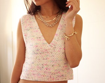 V-Neck Summer Top Knitting Pattern: Breakfast in the Garden (PDF Pattern)