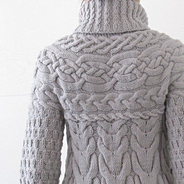 Knitting Pattern: Minimissimi Sweater Coat top down pattern swing coat Cozy chunky cable sweater