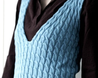 Summer Knit Pattern: Veneta Shell Summer Tank Top Knitted Vest Pattern cable slipover pattern