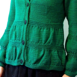 Beginner Friendly Knitting Pattern: Woolly Dolly cardigan pattern ruffles top down seamless