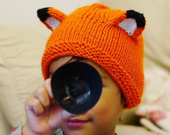 Knitting Pattern Will Scarlet the Fox hat for babies, toddlers and kids