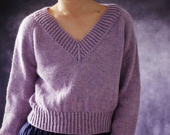 Beginner Friendly Knitting Pattern Devotion Sweater V Neck Top Down Knitting Pattern