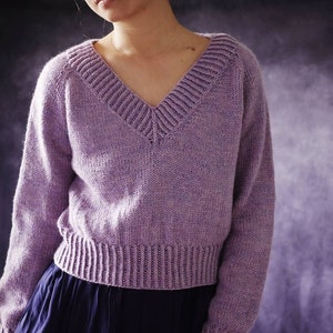 Beginner Friendly Knitting Pattern Devotion Sweater V Neck Top Down Knitting Pattern