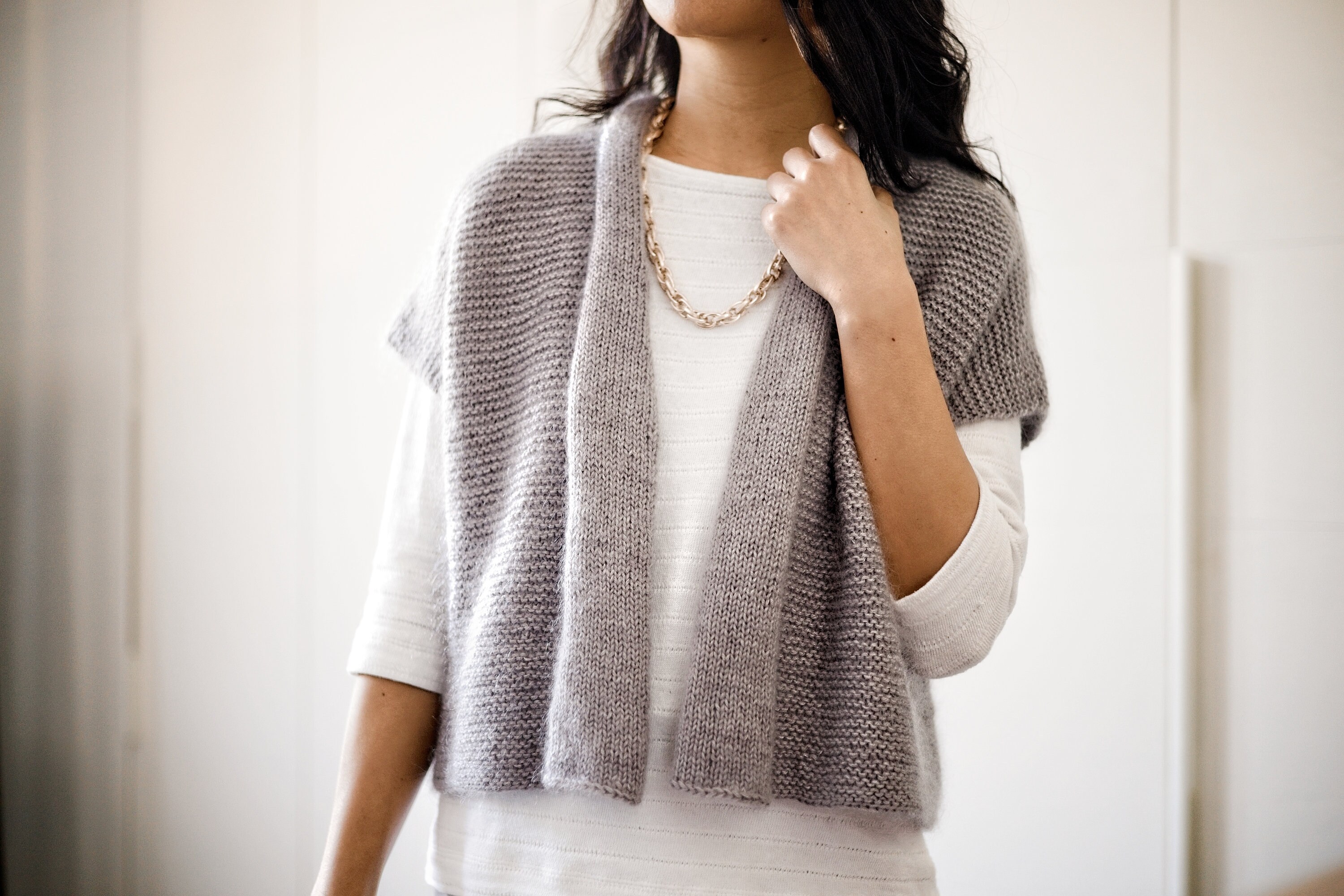 GARTER STITCH CARDIGAN - SLATE