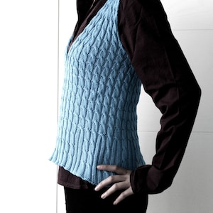 Summer Knit Pattern: Veneta Shell Summer Tank Top Knitted Vest Pattern cable slipover pattern image 3