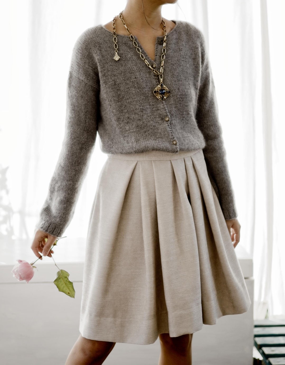 Classic Reversible Drop Shoulder Cardigan Knitting Pattern PDF ...
