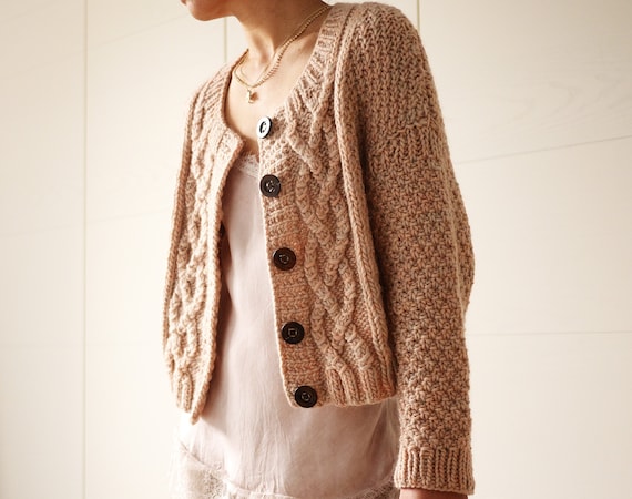Chunky Cable Drop Shoulder Cardigan Knitting Pattern Love Cable Cardigan Seamless Knit Suitable for Cotton and Wool Etsy New Zealand
