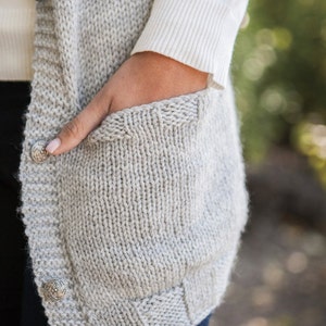 Beginner Friendly topdown Knitting Pattern Ethos vest pattern with pockets cardigan pattern image 4