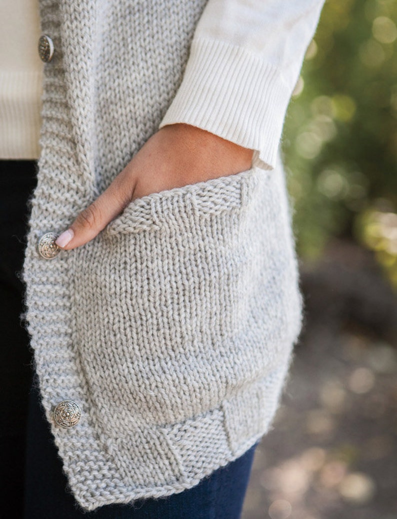 Beginner Friendly topdown Knitting Pattern Ethos vest pattern with pockets cardigan pattern image 4