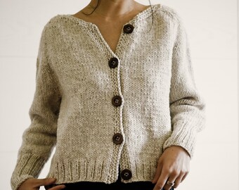 Knitting pattern PDF: Kaia Cardigan top down seamless cardigan