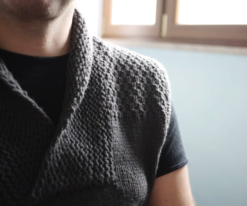 Knitting Pattern PDF Graphite men's vest in bulky yarn Etsy