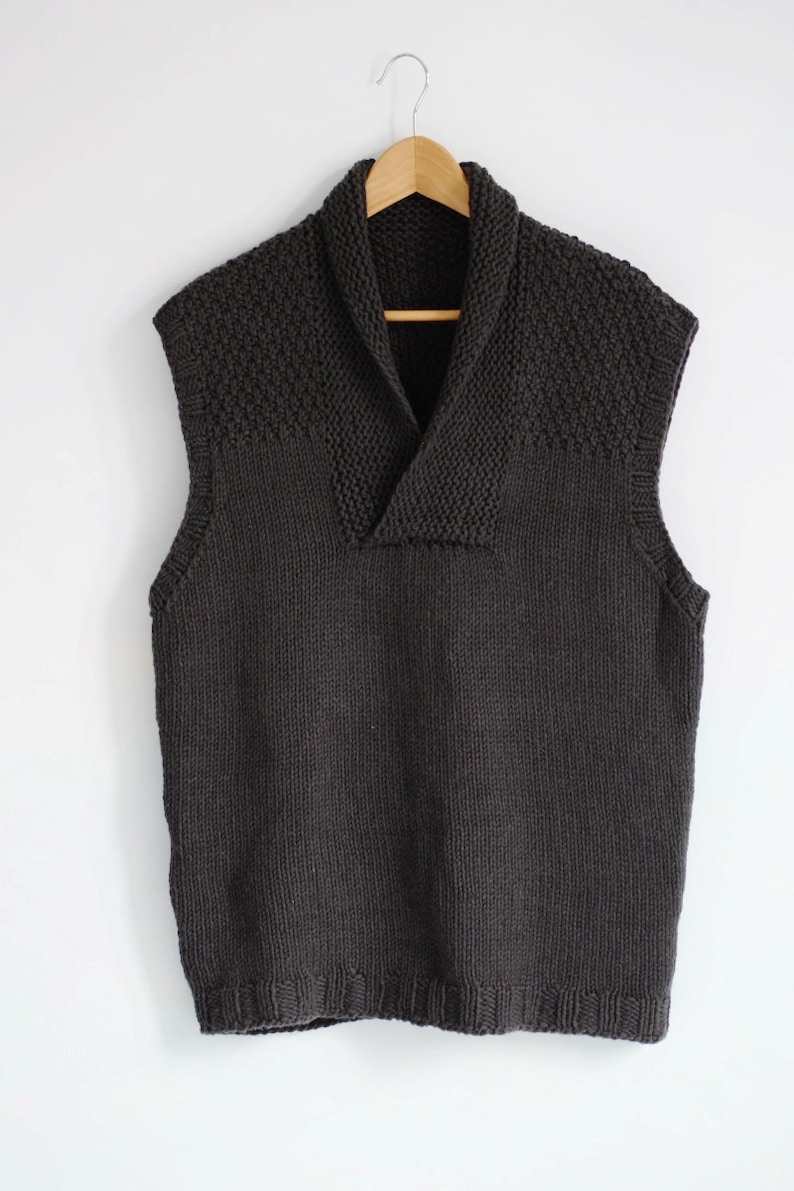 Knitting Pattern PDF Graphite men's vest in bulky yarn Etsy