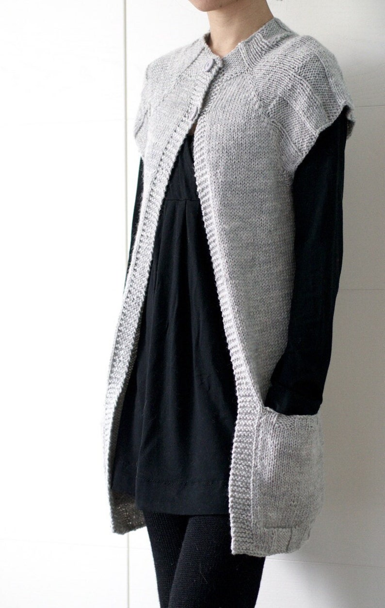 Beginner Friendly topdown Knitting Pattern Ethos vest pattern with pockets cardigan pattern image 1