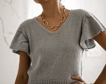 Butterfly Sleeve Sweater Knitting Pattern: Seamless Summer Top (PDF Pattern)