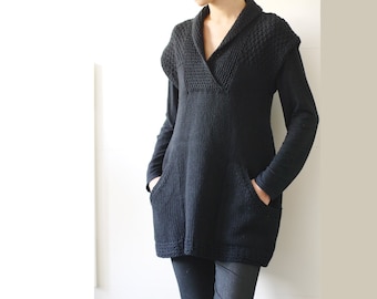 Chunky knit Tunic Knitting Pattern Ebony tunic knitting pattern knitted dress with pockets