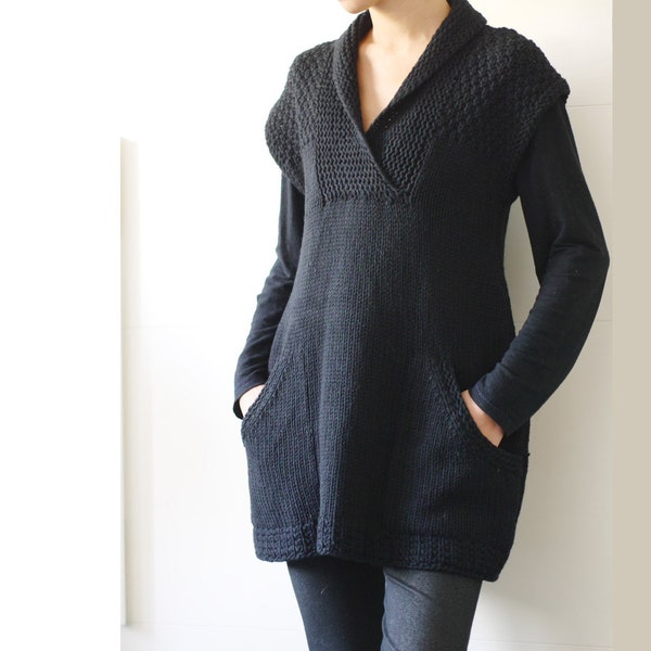 Chunky knit Tunic Knitting Pattern Ebony tunic knitting pattern knitted dress with pockets